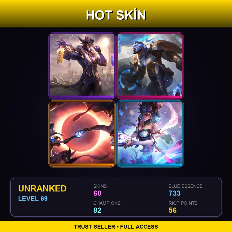 TR | Victorious Twisted Fate | Pulsefire Pantheon | Cosmic Dusk Xayah | Spirit Blossom Evelynn | 60 Skin | 82 Champ | Lv69