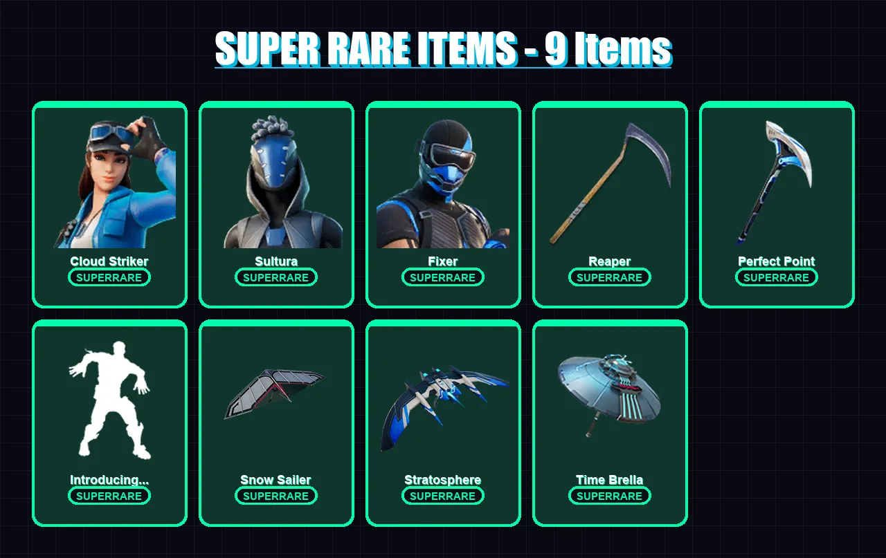 [PC/XBOX] | Cloud Striker | Sultura | Fixer | Era | Deadpool | 143 skin | 195 pickaxe | 124 emote | 160 glider | Lv2654