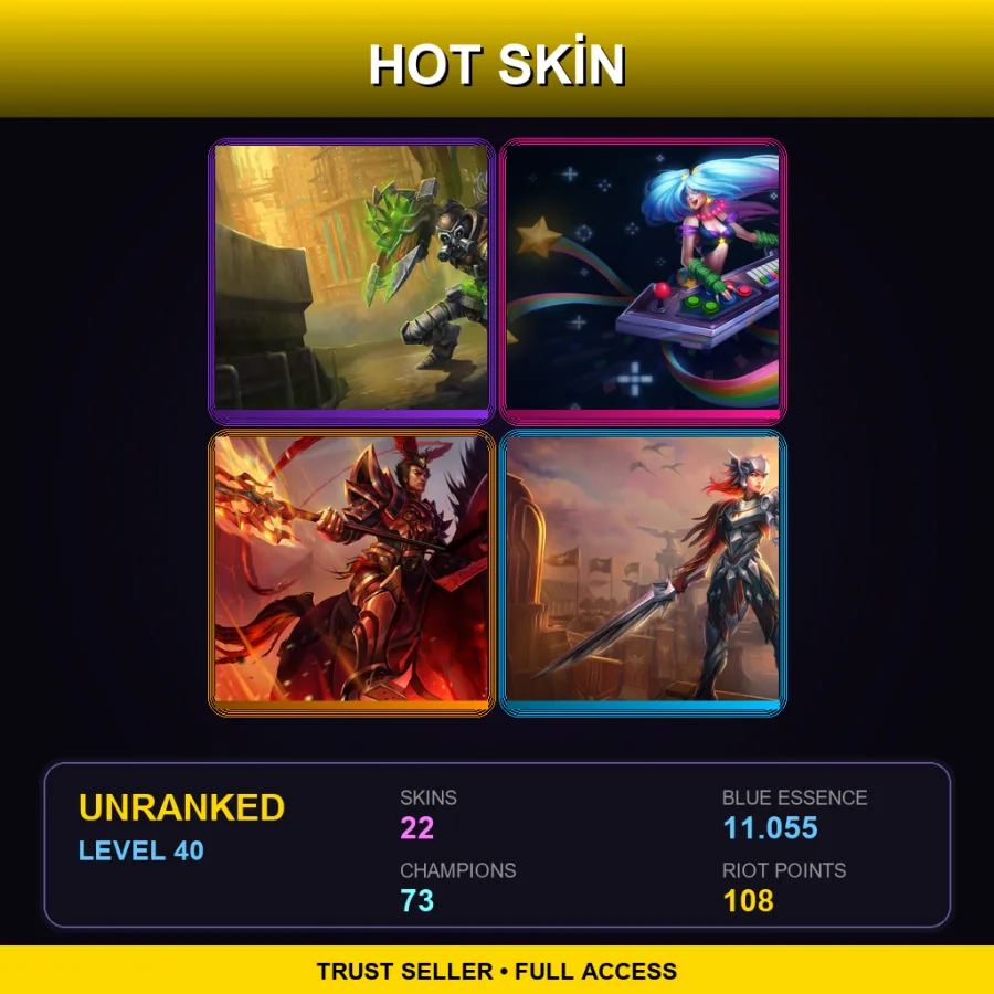 EUW | Lv40 | Unranked | 22 Skin | 73 Champ