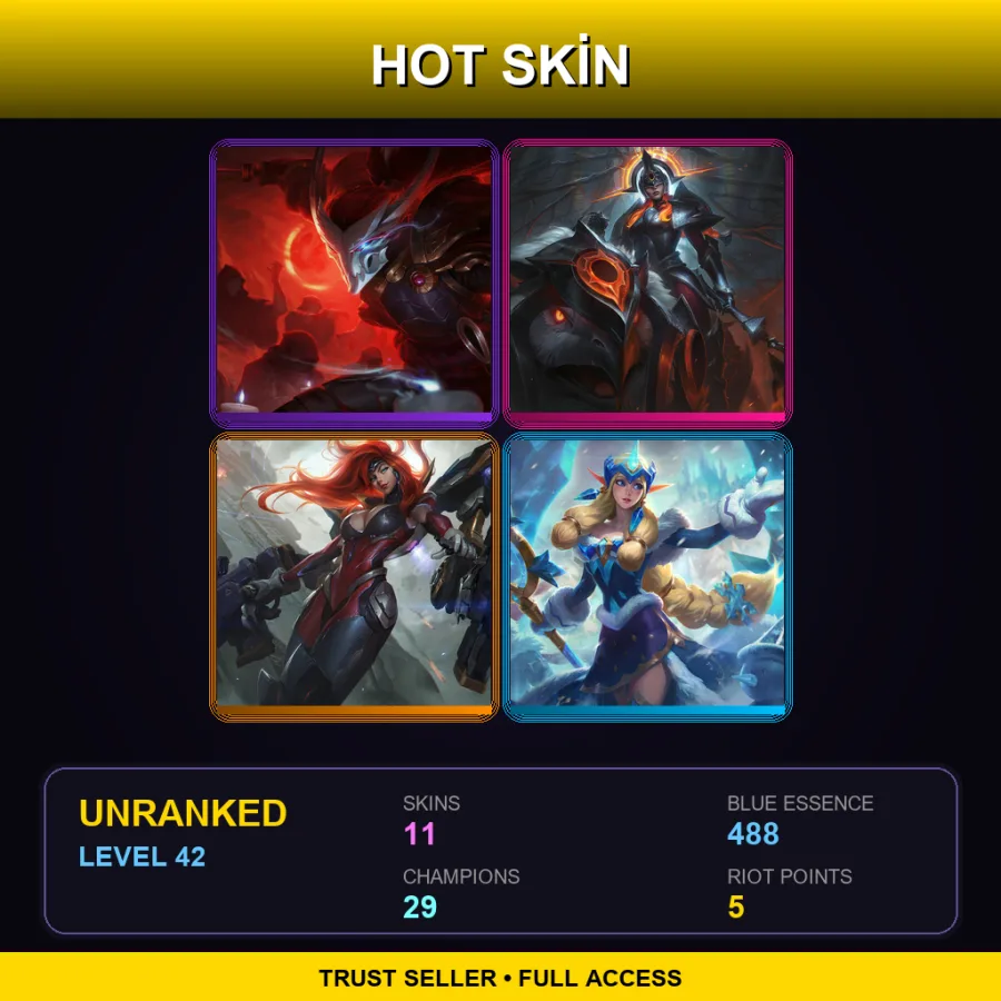 VN | Lv42 | Unranked | 11 Skin | 29 Champ — LoL account
