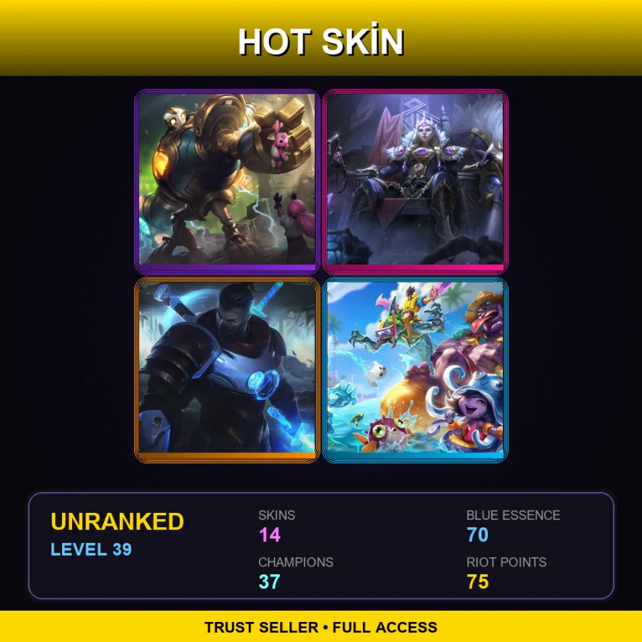 EUW | Lv39 | Unranked | 14 Skin | 37 Champ — LoL account