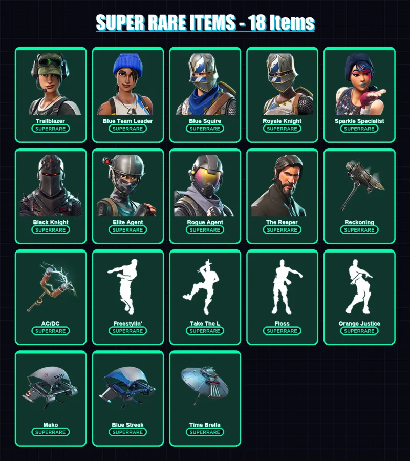 [PC] | Trailblazer | Blue Team Leader | Blue Squire | Royale Knight | Sparkle Specialist | 40 skin | 35 pickaxe | 32 emote | 43 glider | Lv631