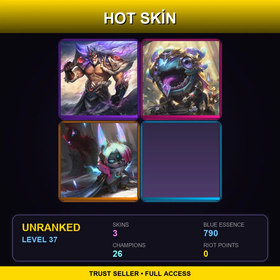 NA | Lv37 | Unranked | 3 Skin | 26 Champ — Unranked / Smurf League of Legends