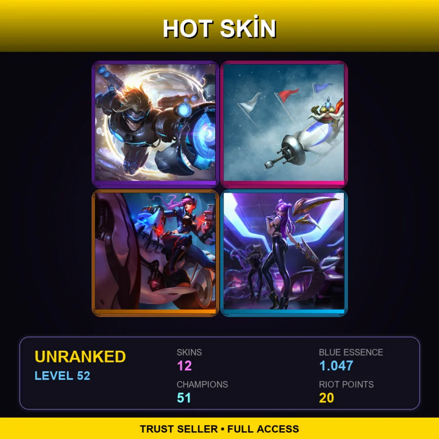EUNE | Lv52 | Unranked | 12 Skin | 51 Champ