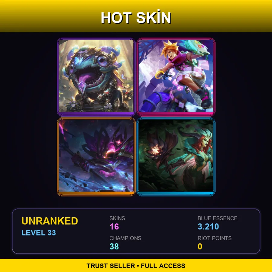 TR | Lv33 | Unranked | 16 Skin | 38 Champ
