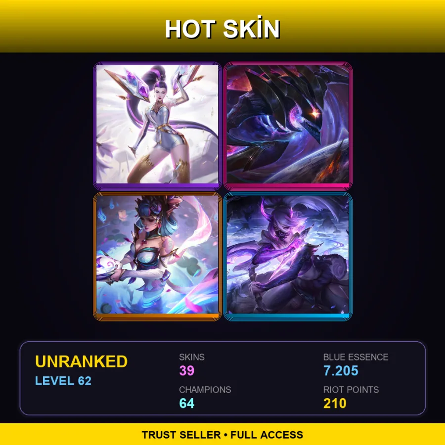 EUW | Lv62 | Unranked | 39 Skin | 64 Champ — LoL account