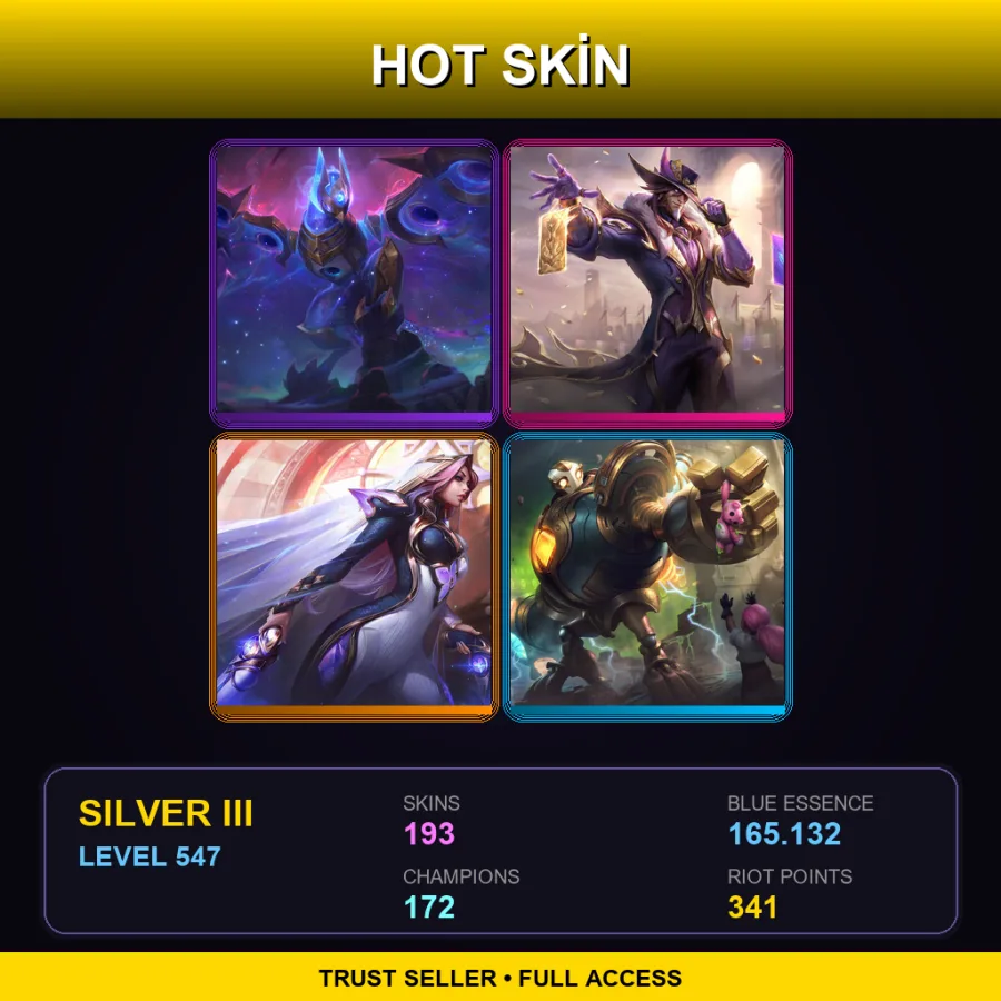 EUW | Lv547 | Silver III | 193 Skin | 172 Champ