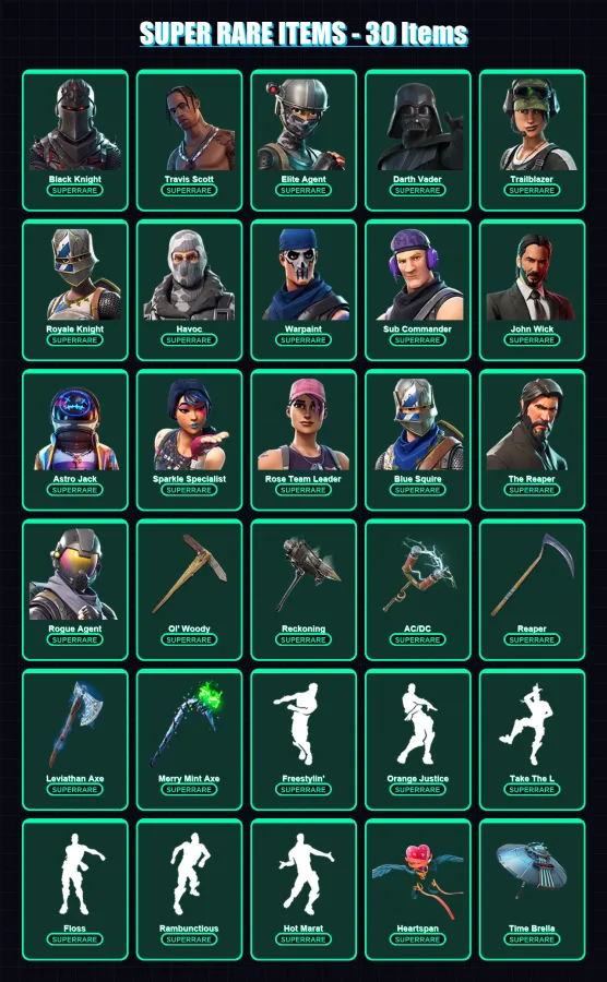[PC/XBOX/PSN] | Black Knight | Travis Scott | Elite Agent | Darth Vader | Trailblazer | 285 skin | 277 pickaxe | 242 emote | 228 glider | Lv3327
