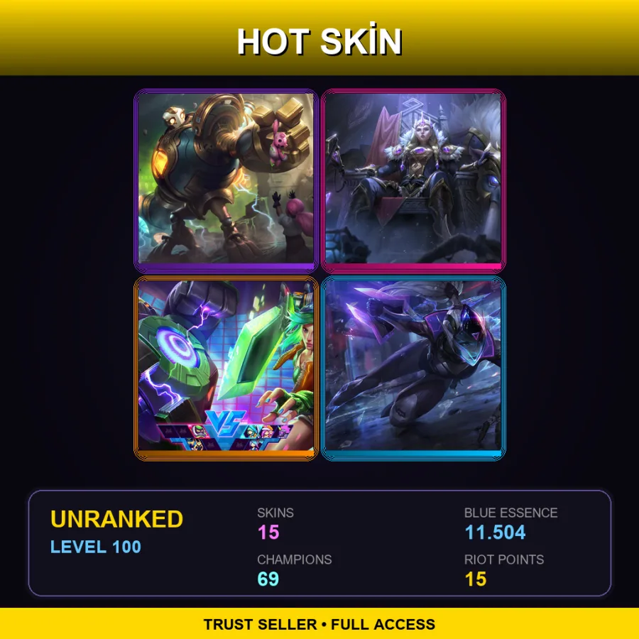 NA | Lv100 | Unranked | 15 Skin | 69 Champ