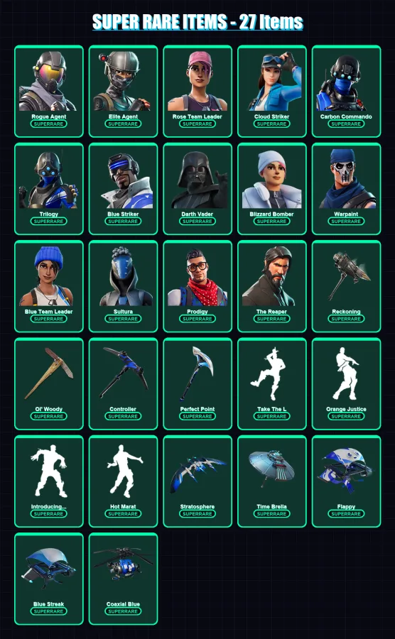 [PS4/PS5/XBOX/PC] | Rogue Agent | Elite Agent | Rose Team Leader | 114 skin | Lv2305 — Fortnite account