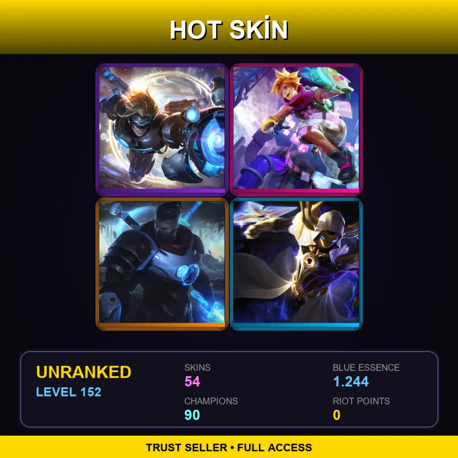 VN | Pulsefire Ezreal | Arcade Ezreal | Pulsefire Shen | Cosmic Reaver Kassadin | 54 Skin | 90 Champ | Lv152 — LoL account