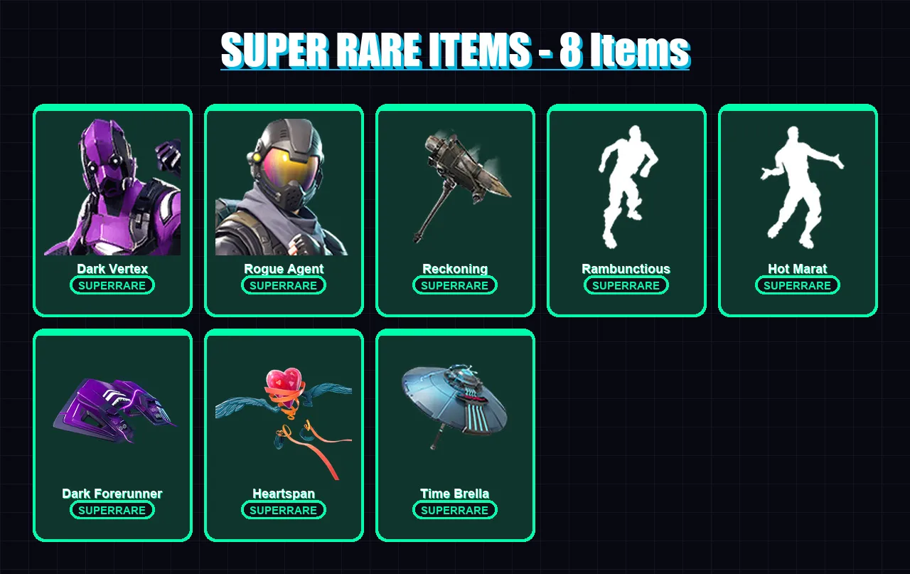 [PC/XBOX/PSN] | Dark Vertex | Rogue Agent | Blackheart | Calamity | A.I.M. | 41 skin | 30 pickaxe | 46 emote | 39 glider | Lv478