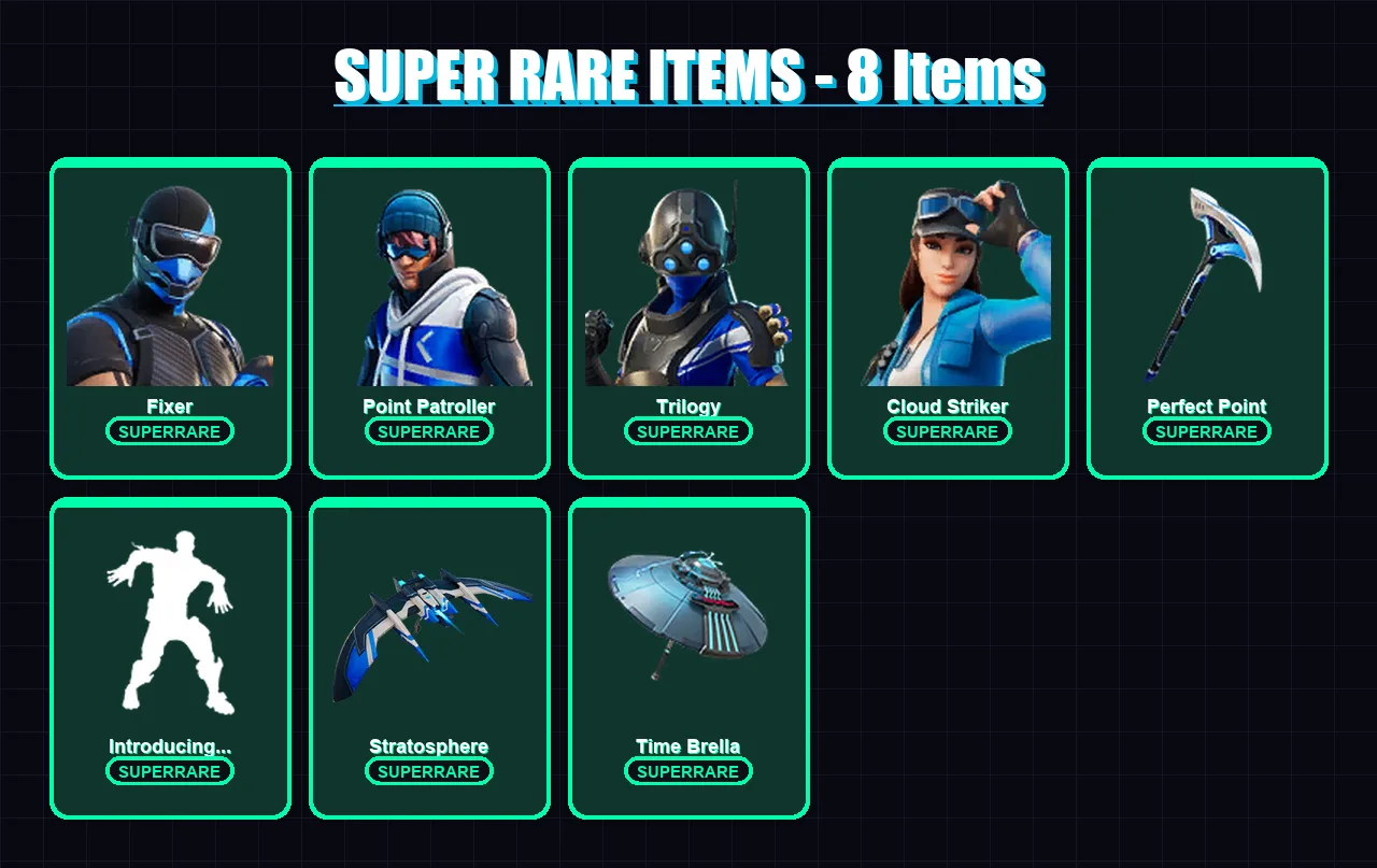 [PC/XBOX] | Fixer | Point Patroller | Trilogy | Cloud Striker | Mandalorian | 84 skin | 132 pickaxe | 105 emote | 94 glider | Lv1852