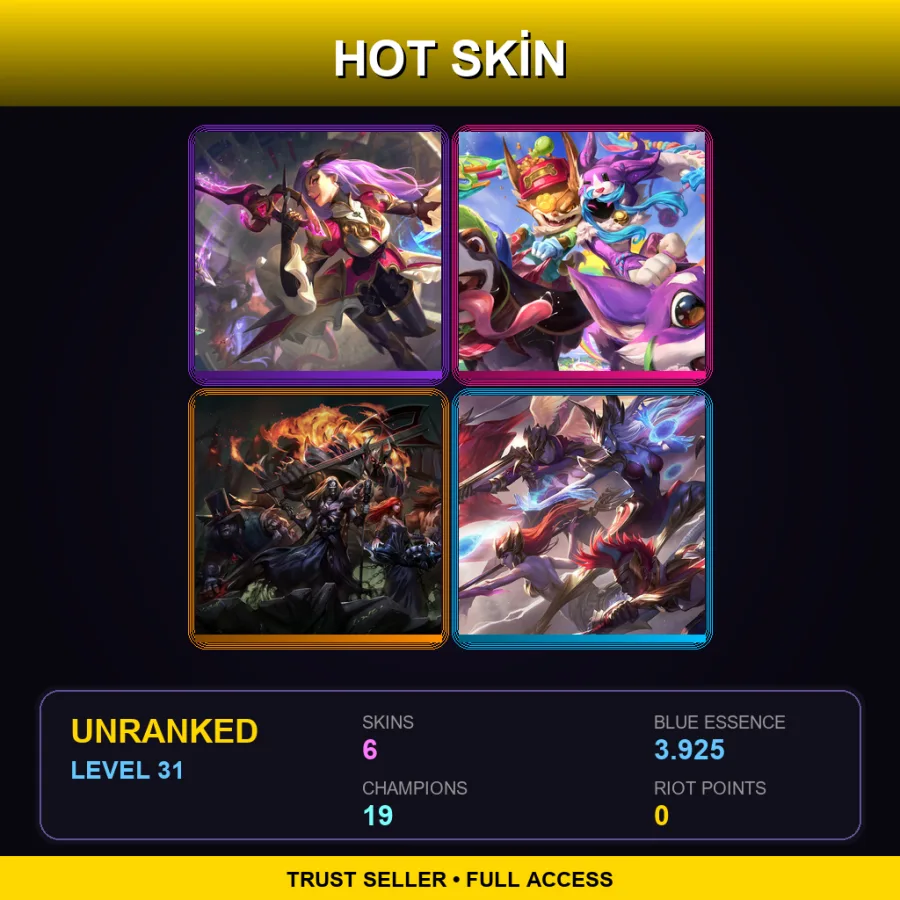 LAS | Lv31 | Unranked | 6 Skin | 19 Champ — LoL account