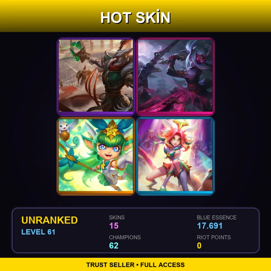 VN | Lv61 | Unranked | 15 Skin | 62 Champ