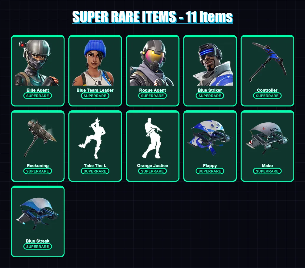 [PC/XBOX/PSN] | Elite Agent | Blue Team Leader | Rogue Agent | Blue Striker | Calamity | 35 skin | 34 pickaxe | 28 emote | 36 glider | Lv465
