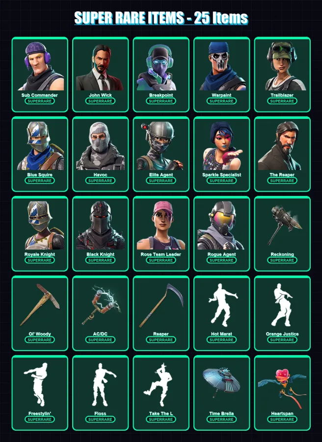 [PC/PSN] | Sub Commander | John Wick | Breakpoint | Warpaint | Trailblazer | 152 skin | 159 pickaxe | 153 emote | 147 glider | Lv1506