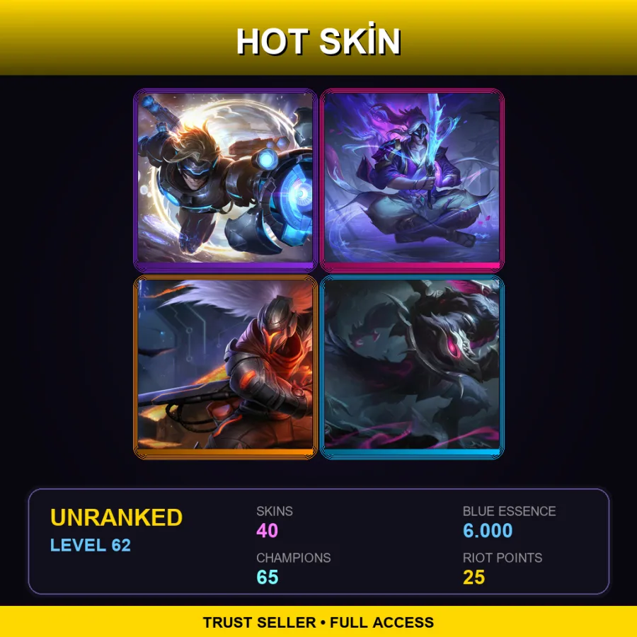 EUW | Lv62 | Unranked | 40 Skin | 65 Champ — Sentinel Olaf