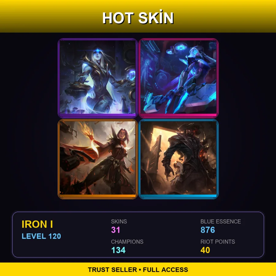 EUW | Lv120 | Iron I | 31 Skin | 134 Champ