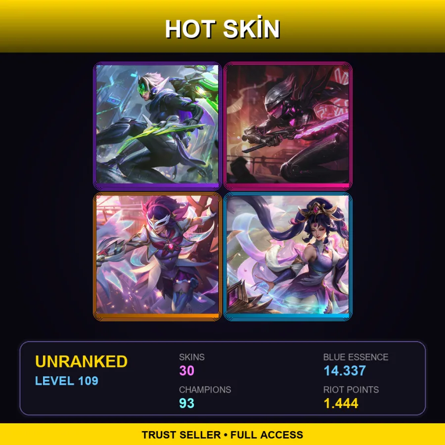 LAS | Lv109 | Unranked | 30 Skin | 93 Champ