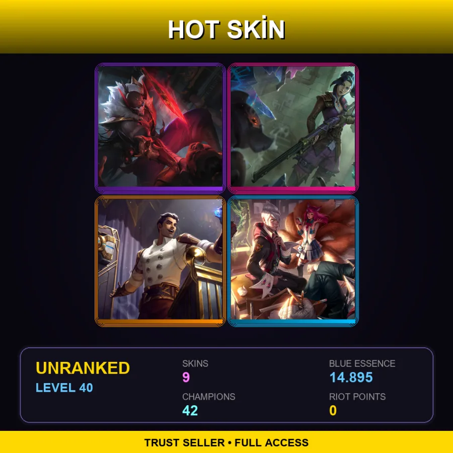 EUNE | Lv40 | Unranked | 9 Skin | 42 Champ