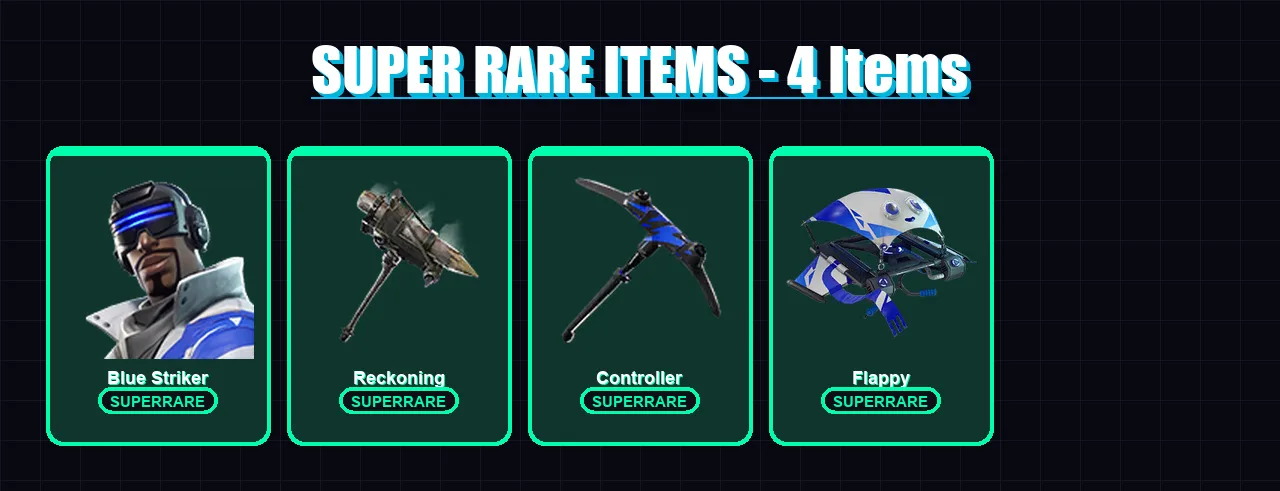 [PC/PSN] | Blue Striker | Calamity | Yuki Yubari | DJ Yonder | The Ace | 5 skin | 10 pickaxe | 7 emote | 5 glider | Lv96
