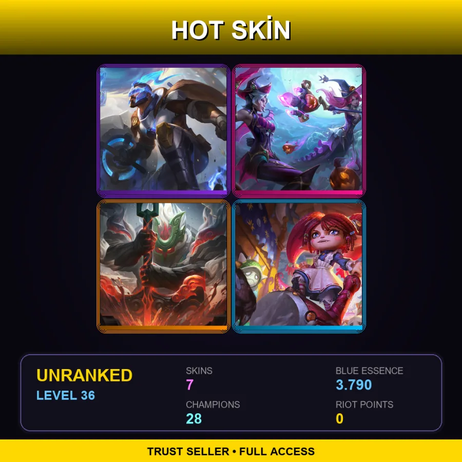 EUW | Lv36 | Unranked | 7 Skin | 28 Champ — LoL account