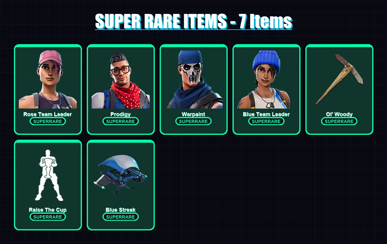 [PC/XBOX] | Rose Team Leader | Prodigy | Warpaint | Blue Team Leader | Blaze | 61 skin | 61 pickaxe | 57 emote | 61 glider | Lv1139 — Fortnite account