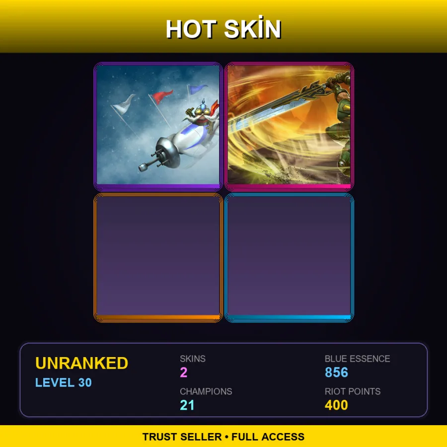 LAN | Ice Toboggan Corki | Commando Garen | 2 Skin | 21 Champ | Lv30
