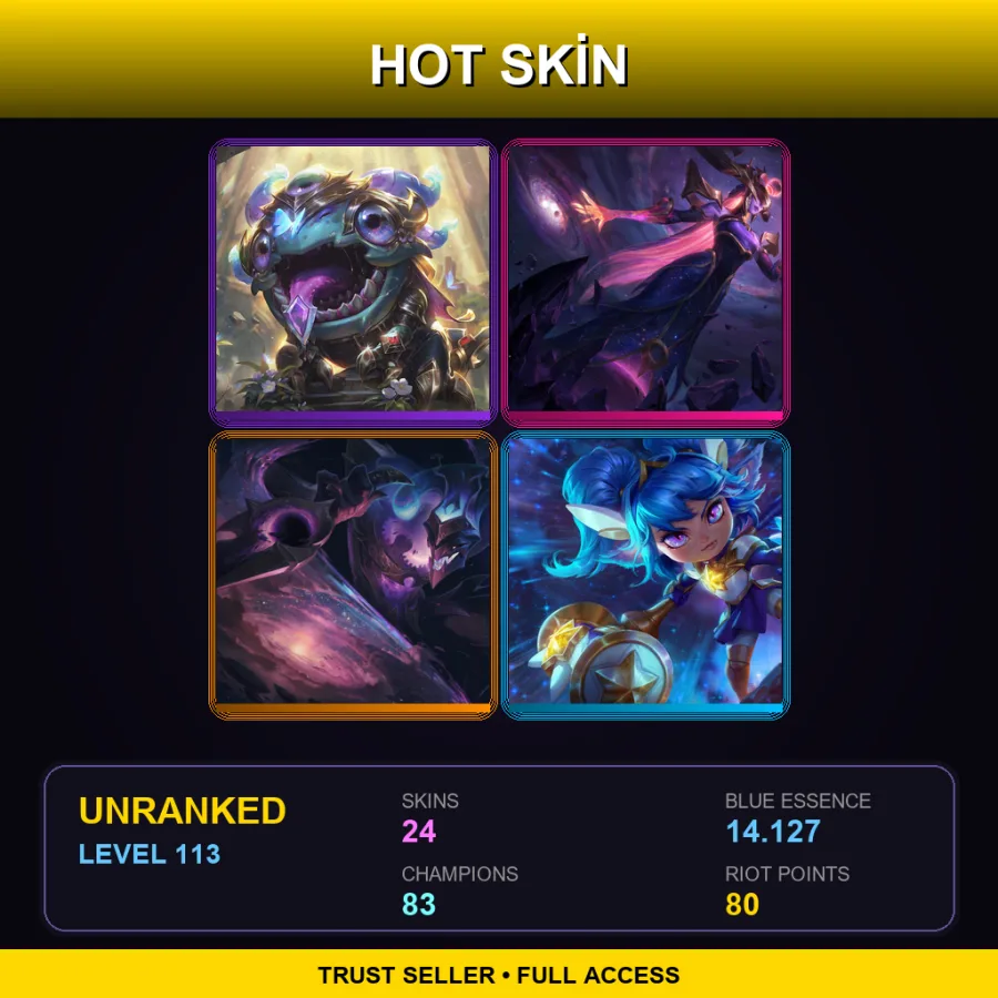 TR | Lv113 | Unranked | 24 Skin | 83 Champ — LoL account