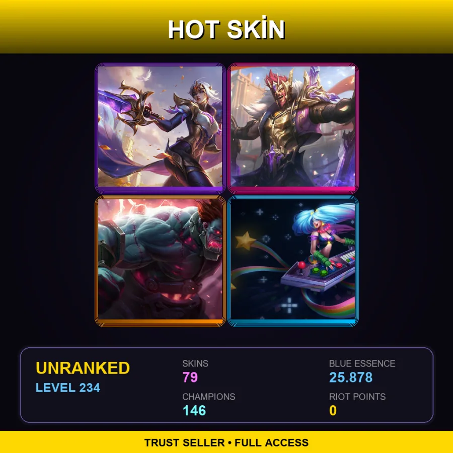 SG | Lv234 | Unranked | 79 Skin | 146 Champ — LoL account
