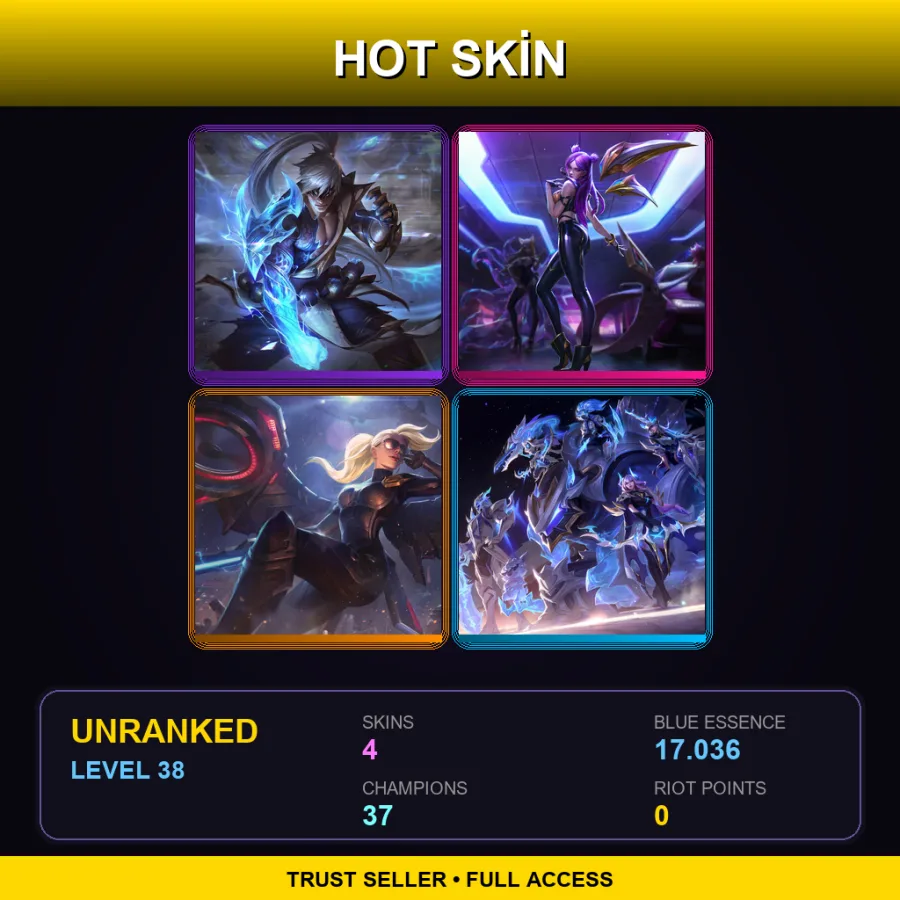 BR | Lv38 | Unranked | 4 Skin | 37 Champ — LoL account
