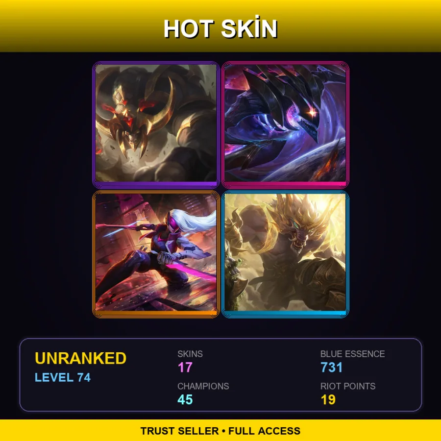 VN | Lv74 | Unranked | 17 Skin | 45 Champ — LoL account