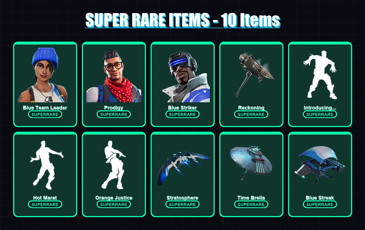 [PC/XBOX] | Blue Team Leader | Prodigy | Blue Striker | Rox | Kado Thorne | 133 skin | 121 pickaxe | 132 emote | 145 glider | Lv2279