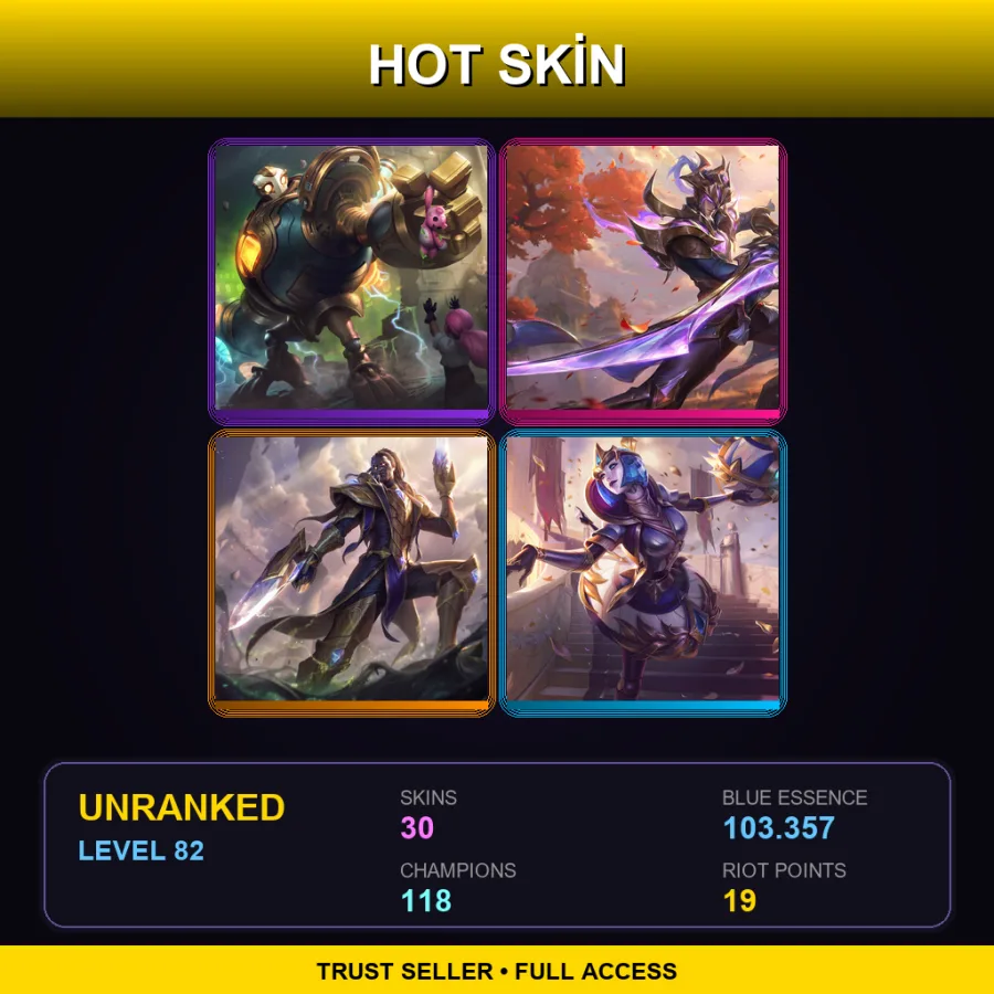 VN | Lv82 | Unranked | 30 Skin | 118 Champ — Blood Moon Twisted Fate