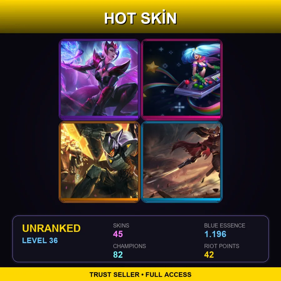 EUW | Lv36 | Unranked | 45 Skin | 82 Champ