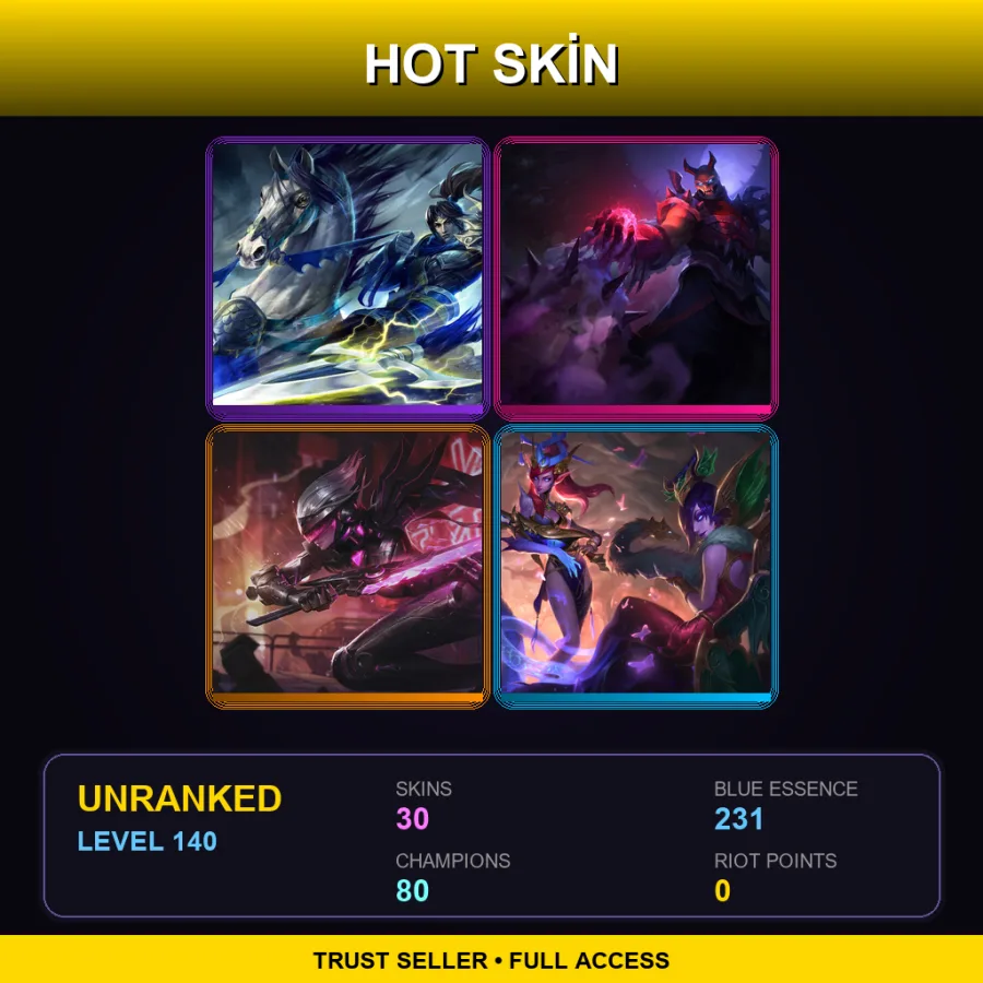 LAN | Lv140 | Unranked | 30 Skin | 80 Champ