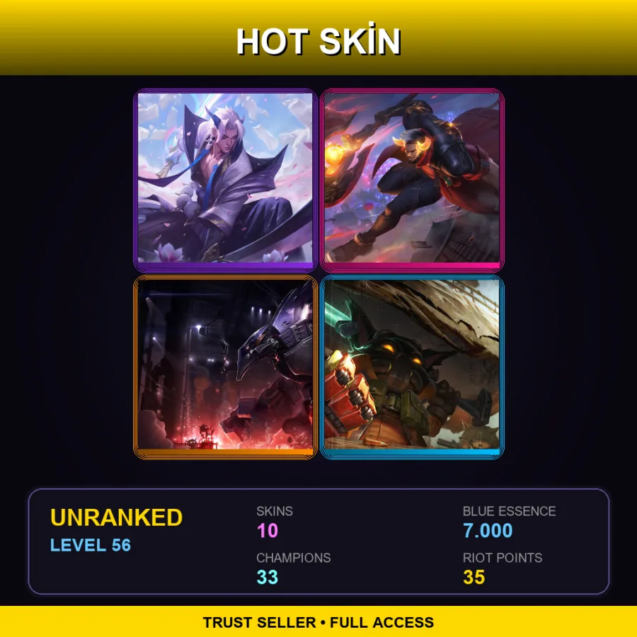 EUNE | Lv56 | Unranked | 10 Skin | 33 Champ — LoL account