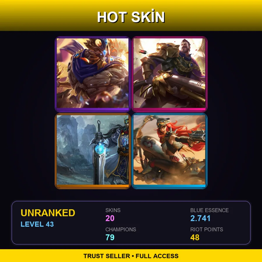 TR | Lv43 | Unranked | 20 Skin | 79 Champ