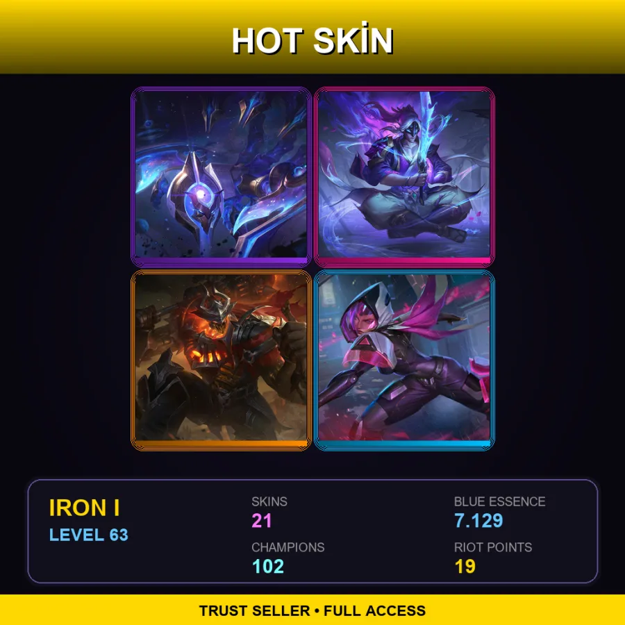 SG | Lv63 | Iron I | 21 Skin | 102 Champ