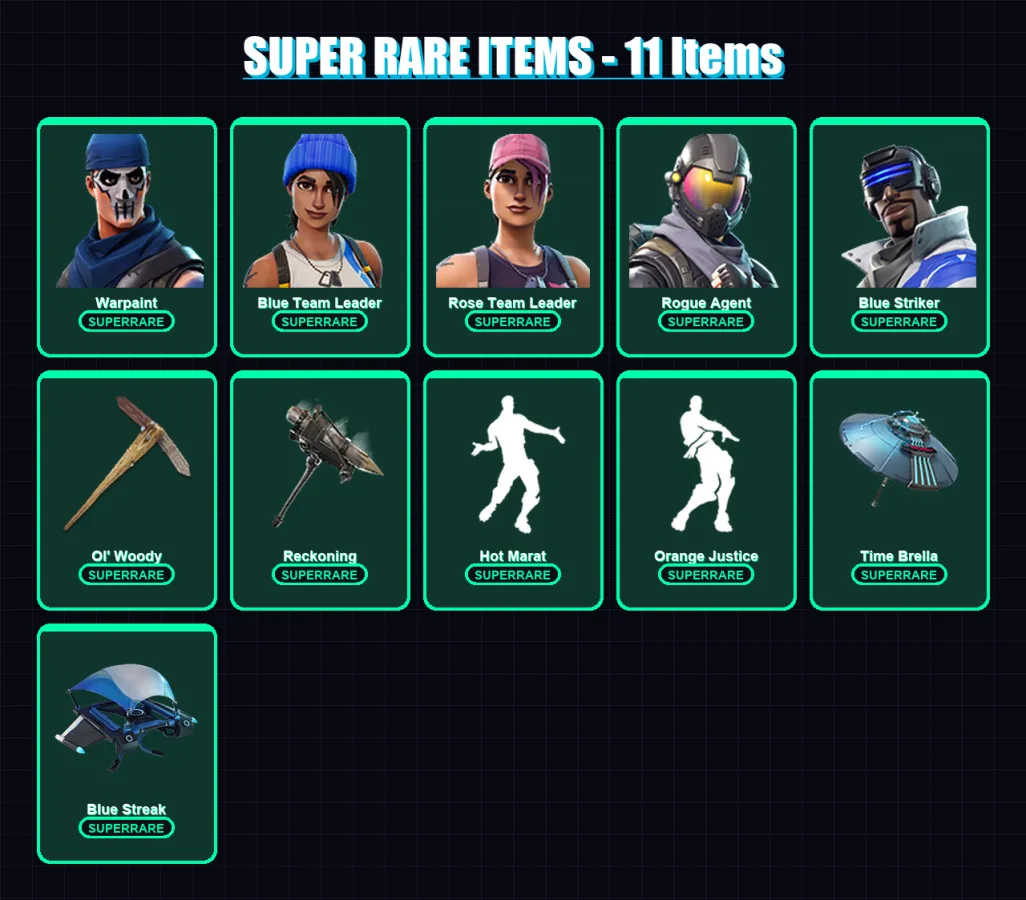 [PS4/PS5/XBOX/PC] | Warpaint | Blue Team Leader | Rose Team Leader | Rogue Agent | Blue Striker | 58 skin | 76 pickaxe | 71 emote | 83 glider | Lv11