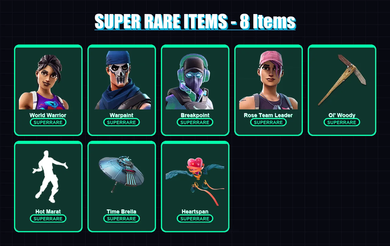 [PS4/PS5/PC] | World Warrior | Warpaint | Breakpoint | Rose Team Leader | Joey | 97 skin | 107 pickaxe | 116 emote | 97 glider | Lv1275