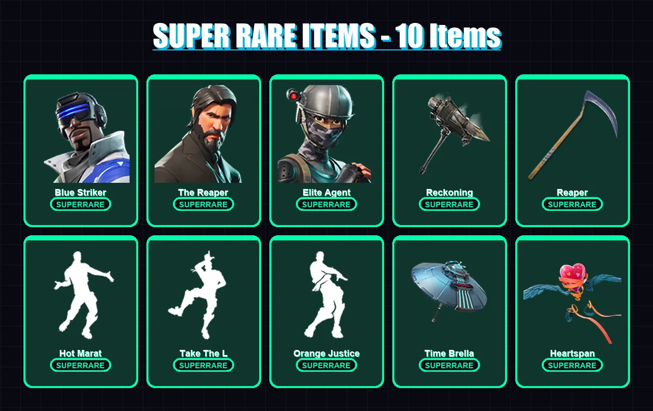 [PC/XBOX/PSN] | Blue Striker | The Reaper | Elite Agent | Drift | The Ice King | 59 skin | 52 pickaxe | 78 emote | 68 glider | Lv1032