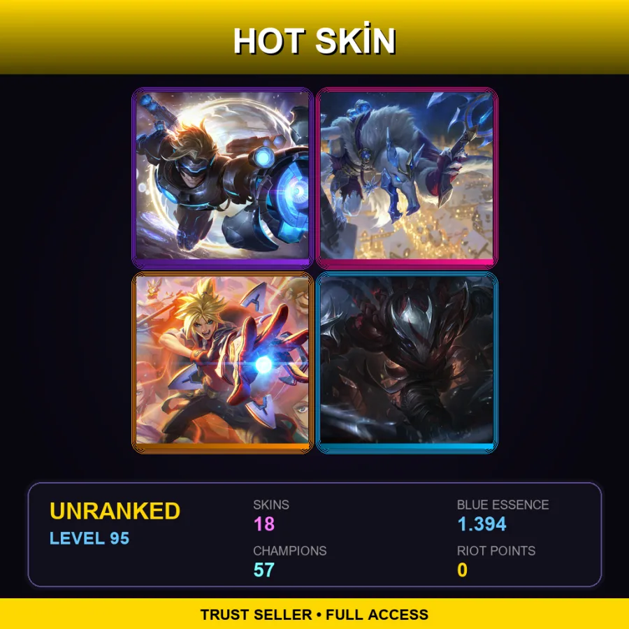 EUNE | Lv95 | Unranked | 18 Skin | 57 Champ