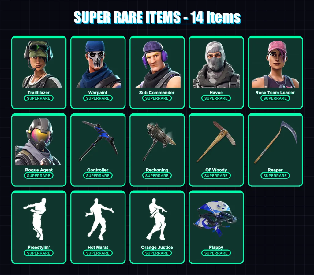 [PC/PSN] | Trailblazer | Warpaint | Sub Commander | Havoc | Rose Team Leader | 69 skin | 48 pickaxe | 66 emote | 58 glider | Lv719 — Fortnite account