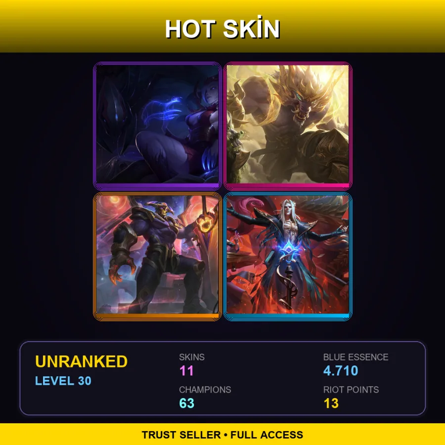 LAS | Lv30 | Unranked | 11 Skin | 63 Champ