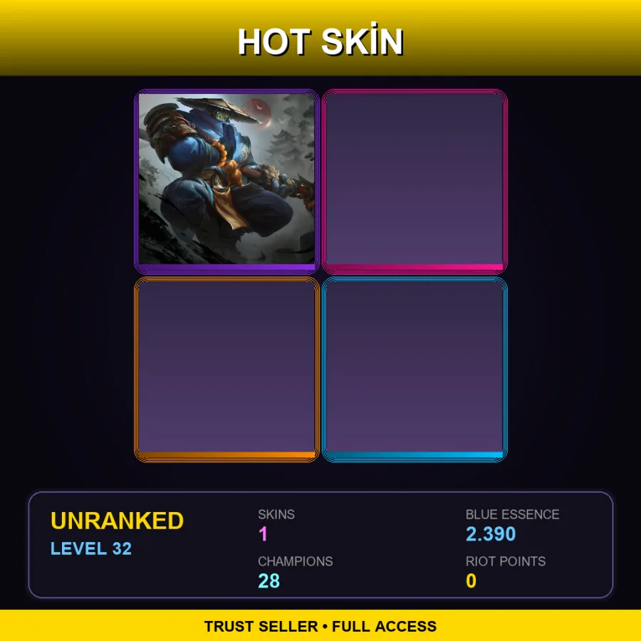 BR | Lv32 | Unranked | 1 Skin | 28 Champ — LoL account