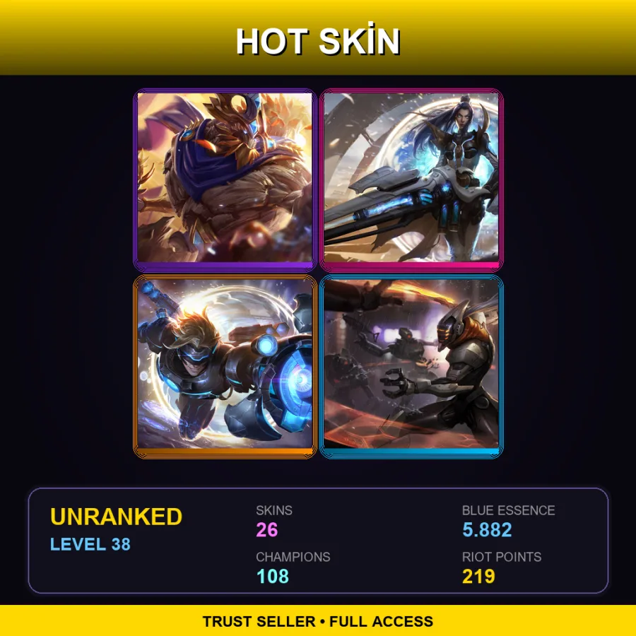 SG | Lv38 | Unranked | 26 Skin | 108 Champ — Beast Hunter Tryndamere