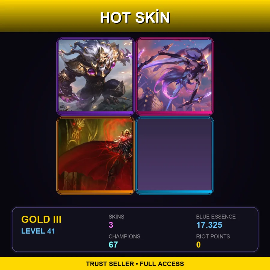 BR | Victorious Rengar | Star Guardian Akali | Blood Lord Vladimir | 3 Skin | 67 Champ | Gold III | Lv41