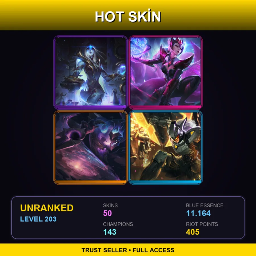 VN | Lv203 | Unranked | 50 Skin | 143 Champ — Challenger Ahri